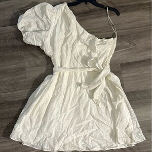 Nine West XXL One-Shoulder White A-Line Dress